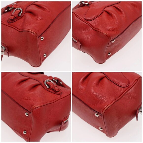 Salvatore Ferragamo Gancini Hand Bag Leather 2way Red Auth 78767 - Picture 14 of 16